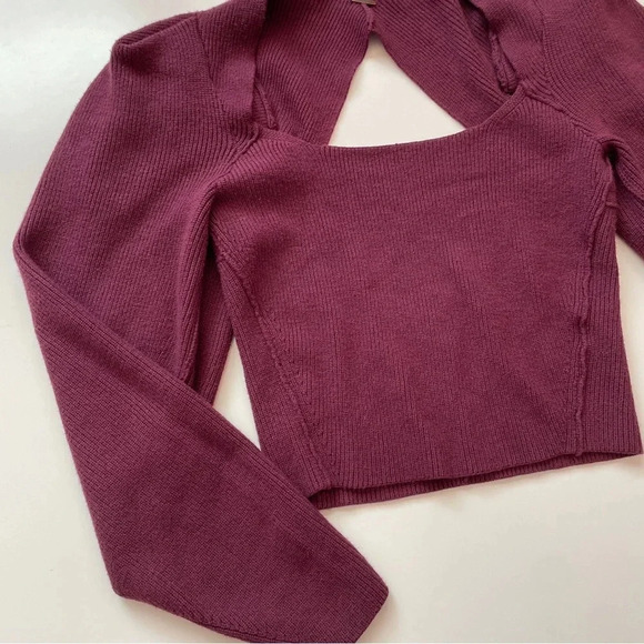 Free People Saffron Open Back Sweater Pomegranate Wine Women's Size XS - Picture 11 of 13